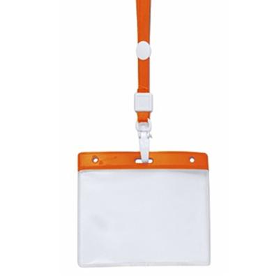 Badgehouders - 10x - oranje - 11 x 58 cm - kunststof/plastic - keycord - naamkaarthouders