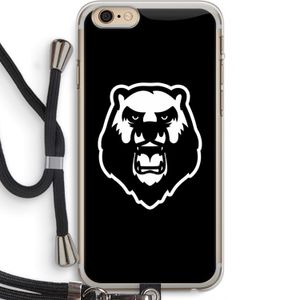 Angry Bear (black): iPhone 6 PLUS / 6S PLUS Transparant Hoesje met koord