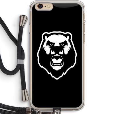 Angry Bear (black): iPhone 6 PLUS / 6S PLUS Transparant Hoesje met koord