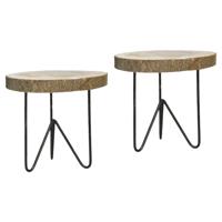 Plantenpot verhoger Decowood - 2x - Boomstam - kaarsenbord - hout/metaal - D21 x H21 cm