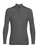 Icebreaker Lodge LS Half Zip Trui Heren Gritstone Heather/Black M