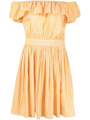 Miu Miu Pre-Owned robe volantée à épaules dénudées - Orange