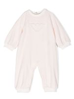 Emporio Armani Kids barboteuse en coton stretch à logo brodé - Rose - thumbnail