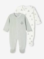2-delige babyset in fluweel/velours blauwgroen