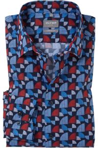 OLYMP Comfort Fit Overhemd rood/blauw, Motief