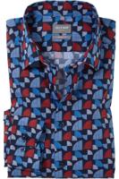 OLYMP Comfort Fit Overhemd rood/blauw, Motief - thumbnail