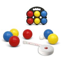 Jeu de boules set met 6 ballen + compact meetlint/rolmaat 1,5 meter   - - thumbnail