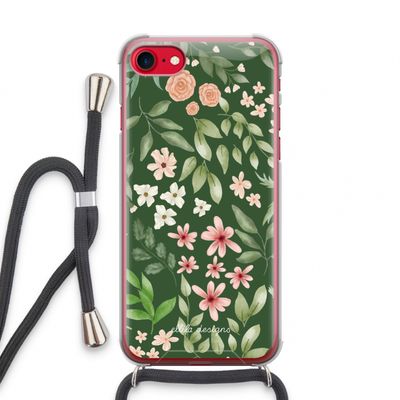 Botanical green sweet flower heaven: iPhone SE 2020 Transparant Hoesje met koord