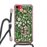 Botanical green sweet flower heaven: iPhone SE 2020 Transparant Hoesje met koord