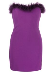 Amen robe-bustier bordée de plumes à coupe courte - Violet