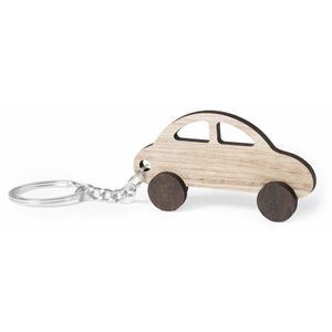 Sleutelhanger met auto - hout - 4x7 cm - autosleutel hanger   -