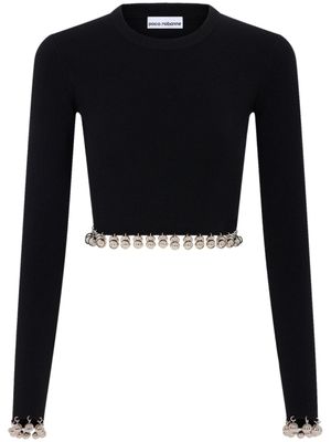 Rabanne pull en laine à perles - Noir