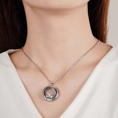 Ketting met ronde hanger & kristal