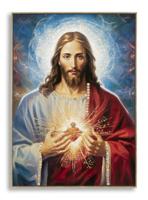 GESCHILDERD OP DOEK GELAKT JEZUS MET FRAME CM 72X4X102