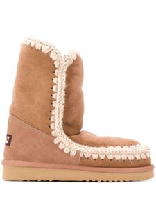 Mou bottes à détails en maille - Marron