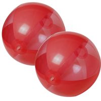 2x stuks opblaasbare strandballen plastic rood 28 cm