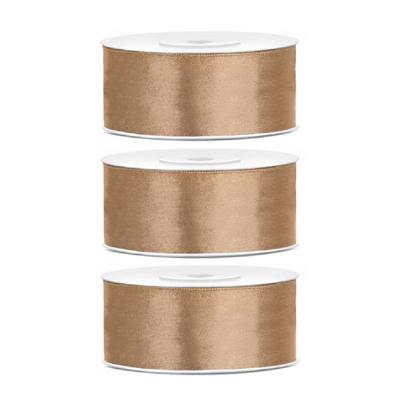 Sierlint satijn - 3x - Goud - 2.5 cm/25 mm x 25 meter - Cadeaulint satijnlint/sierlinten - Hobby