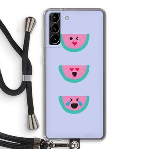 Smiley watermeloen: Samsung Galaxy S21 Plus Transparant Hoesje met koord