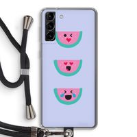Smiley watermeloen: Samsung Galaxy S21 Plus Transparant Hoesje met koord