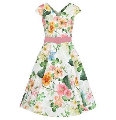 Heart and Roses Lottie Floral Swing Dress White -2XL