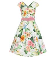 Heart and Roses Lottie Floral Swing Dress White -2XL