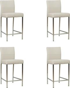 Set van 4 Crème leren moderne barkrukken Bright - poot vierkant rvs - Toledo leer Misty (crème leer)