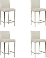 Set van 4 Crème leren moderne barkrukken Bright - poot vierkant rvs - Toledo leer Misty (crème leer) Set van 4 Crème leren moderne barkrukken Bright - poot vierkant rvs - Toledo leer Misty (crème leer)