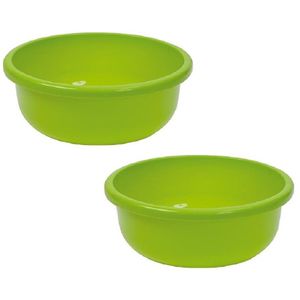 2x stuks ronde afwasteil groen kunststof 9 liter