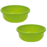 2x stuks ronde afwasteil groen kunststof 9 liter