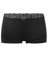 Kanten boxershort dames 38832 - Dames onderbroek - kanten ondergoed -badstof kruisje - wit en zwart