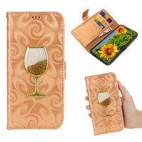 iPhone XS-max portemonnee hoesje voorzien van met fijn zand gevuld wijnglas - oranje