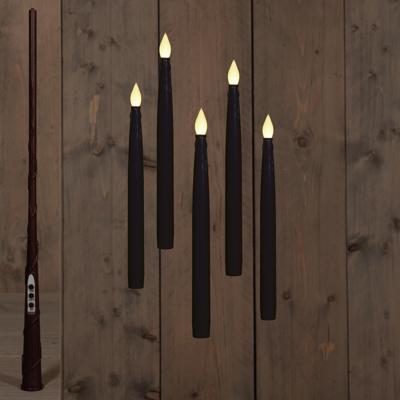 Zwevende LED kaarsen - 5x stuks - zwart - 28 cm - magische toverstaf - afstandsbediening