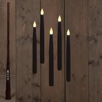 Zwevende LED kaarsen - 5x stuks - zwart - 28 cm - magische toverstaf - afstandsbediening