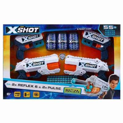 Pack Blasters - ZURU - Combo Pack 2 Kickback + 2 Reflex 6 - Krachtige blasters met 27 meter schot en roterende loop