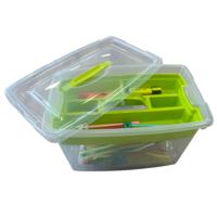 Hobby opbergbox - 22L - groen - 29 x 45 x 28 cm - met inlegtray - knutselspullen opbergen