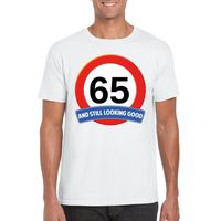 Verkeersbord 65 jaar t-shirt wit heren - thumbnail