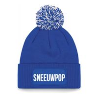 Sneeuwpop muts met pompon - unisex - one size - blauw - apres-ski muts One size  -