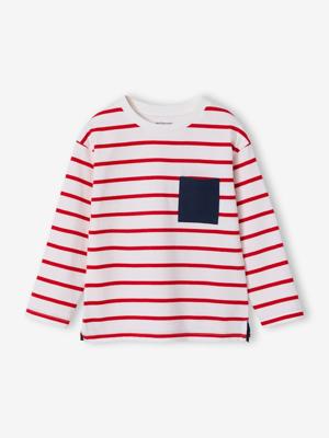 Aanpasbaar jongensshirt met strepen rood