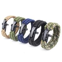DIY Weave stijl Nylon Survival armbanden met verstelbare RVS Shackle willekeurige kleur levering
