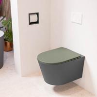 Wandcloset Mondiaz Lavie | Zonder spoelrand | Incl.Toiletzitting-Army | Keramiek | Dark Grey