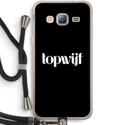 Topwijf Zwart: Samsung Galaxy J3 (2016) Transparant Hoesje met koord