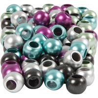 Creativ Company Pony kralen, d 10 mm, gatgrootte 4 mm, ca. 145 stuk, metallic kleuren, 60 gr, 125 ml/ 1 doos