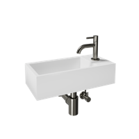 Luca Varess Cubic midi handenwasser glanzend wit Porselein 40x20cm inclusief GunMetal kraan en toebehoren