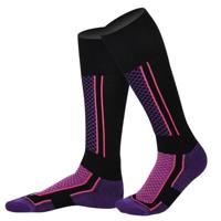 Winter mannen vrouw thermische ski sokken Thicken katoen warme Sportsokken snowboarden fietsen volwassen Skiën Hiking sokken been warmer (zwart paars