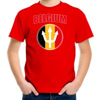 Rood t-shirt Belgium met drietand / Belgie supporter EK/ WK voor kinderen - thumbnail