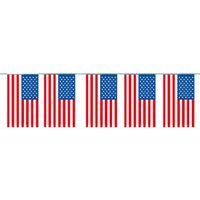 2x Papieren vlaggenlijn Amerika 4 meter landen decoratie   -