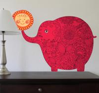 Muursticker kind olifant zon Muursticker kind olifant zon