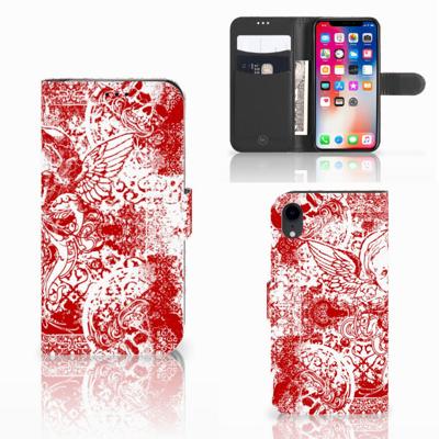 Telefoonhoesje met Naam Apple iPhone Xr Angel Skull Rood