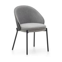 Kave Home Eamy eetkamerstoel chenille Lichtgrijs/Zwart