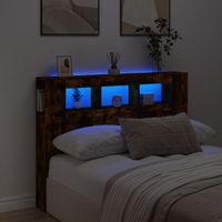 Hoofdeinde met LED 140x18,5x103,5 cm bewerkt hout gerookt eiken - thumbnail